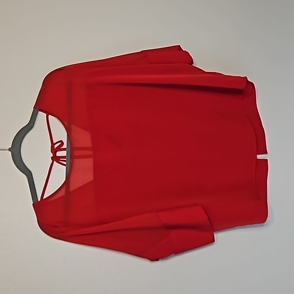 EXPRESS bright red tie back vneck flowy blouse EUC Size tag missing - Picture 1 of 7
